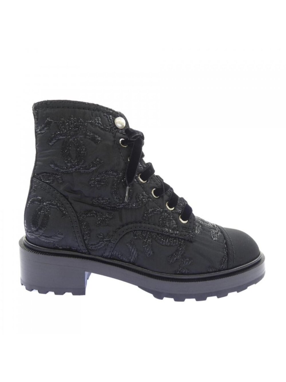 Chanel Lace-up Boots Black